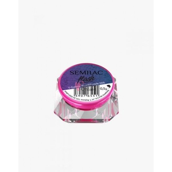 Pigment Semilac pentru gel Semiflash tip fulgi Flash Galaxy Blue Purple 666